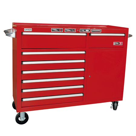 URREA M-Series Roller Cabinet, 8 Drawer, Red, Steel, 56 in W x 45-3/4 in D x 23 in H M56M8